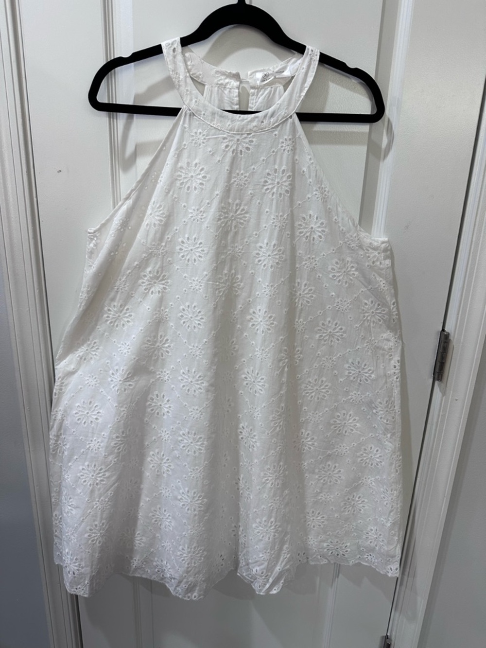 Liam & Co. Eyelet White Halter Dress - Size XLarge